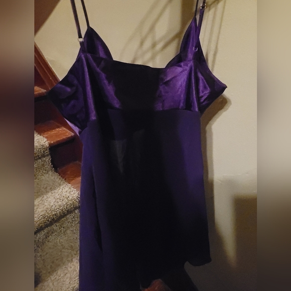 Victoria's Secret Plum Purple Sateen Silk Chiffon Lingerie Teddy size XL - Picture 11 of 11
